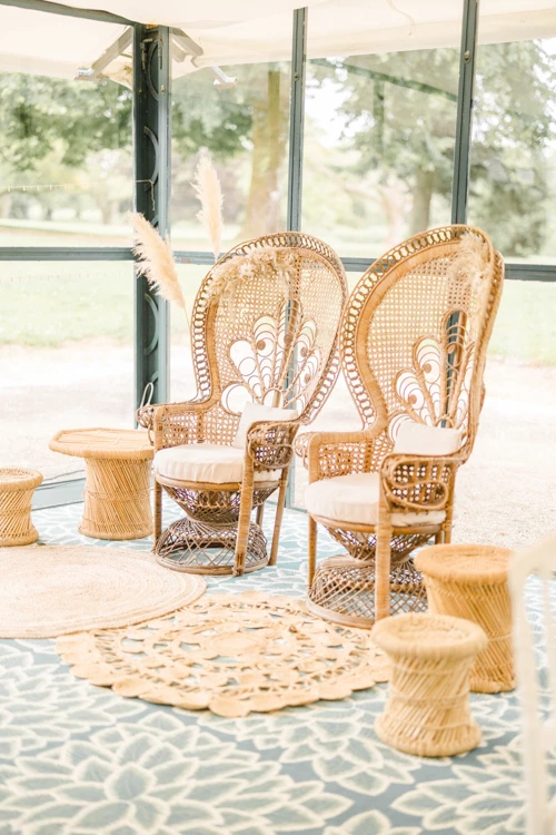 meubles chaise osier gris